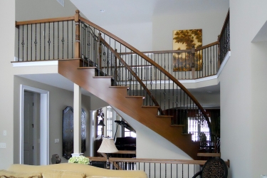 circular stairway overlooking great room