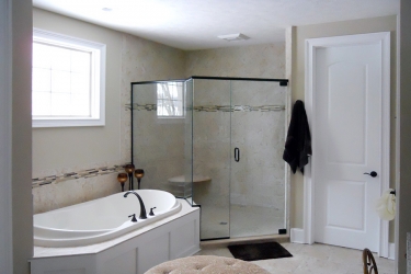 modern bathroom with garden tub