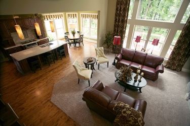 view of great room kitchen and dining nook